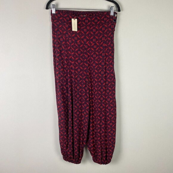 Anthropologie Printed Harem Pants With Pockets Size XS Red Navy Blue Crop | Poshmark