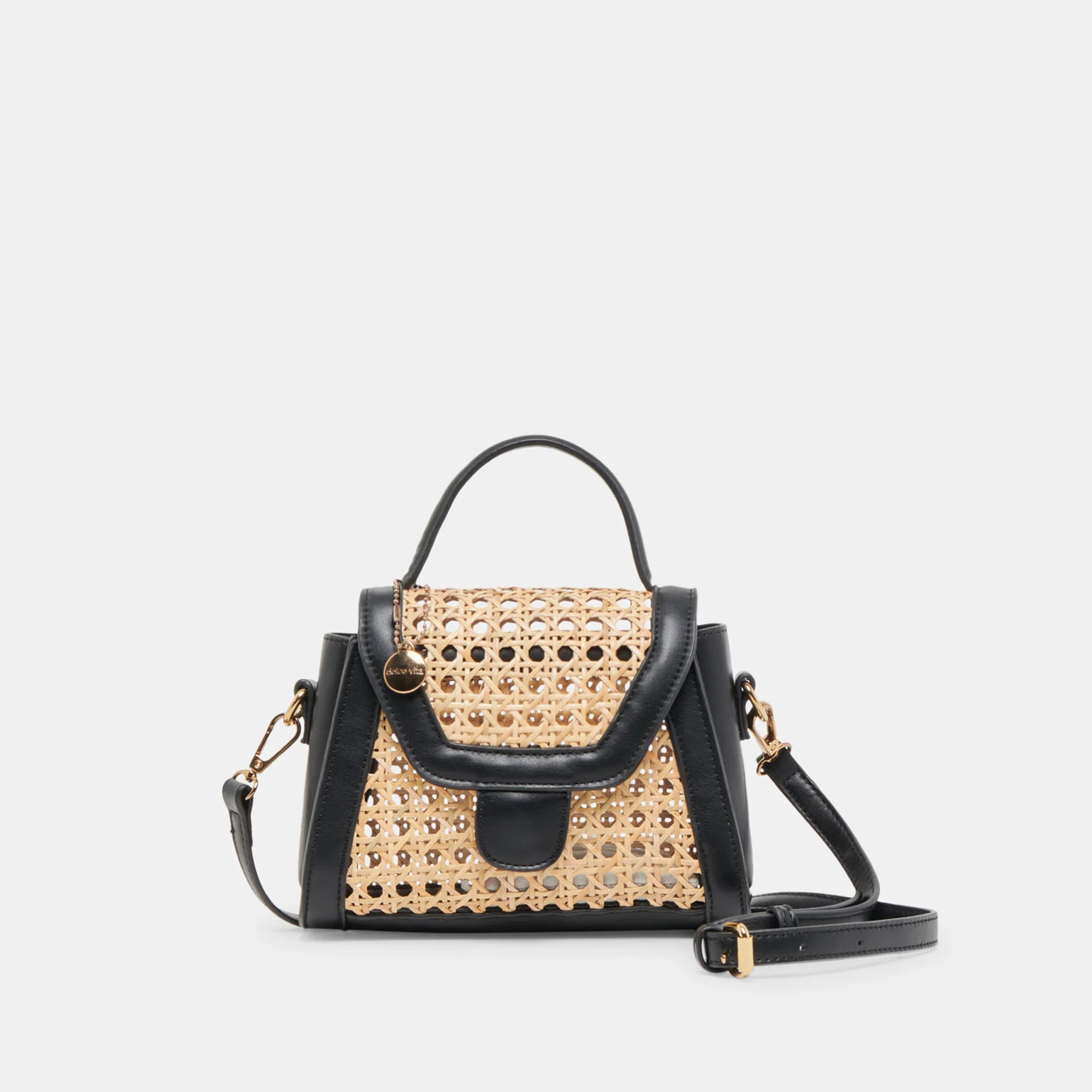 TROPEZ CROSSBODY BLACK NATURAL CANE | DolceVita.com
