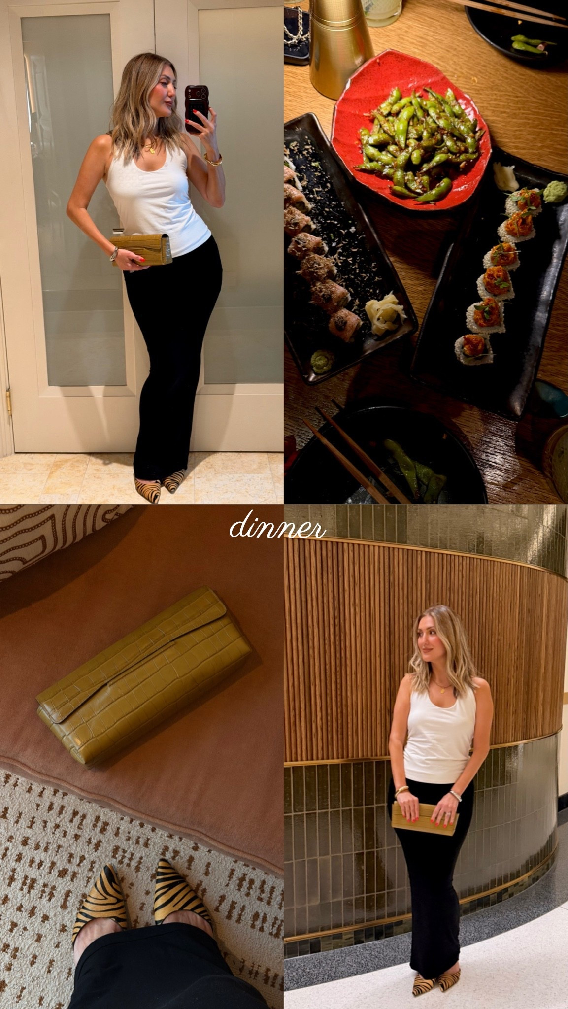 Dinner outfit. Animal print styling ideas!! 

Animal print shoes 
Animal print clutch 
Toteme 
Croc clutch 
Animal print handbag 
Vegas dinner outfit 
Fall outfit ideas 
Date night outfit ideas 
Halter top
Black maxi skirt

#LTKgrwm #LTKOver40 #LTKNYFW