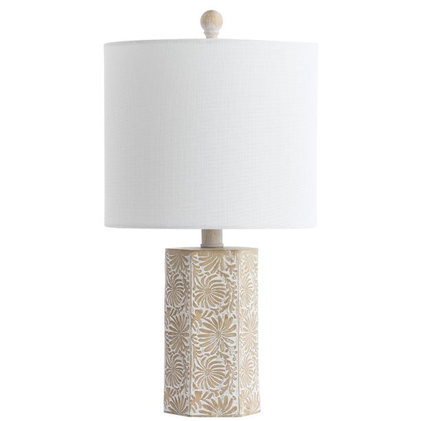 Safavieh Eliseo Floral Engraved 18.5 in. H Table Lamp, Beige - Walmart.com | Walmart (US)