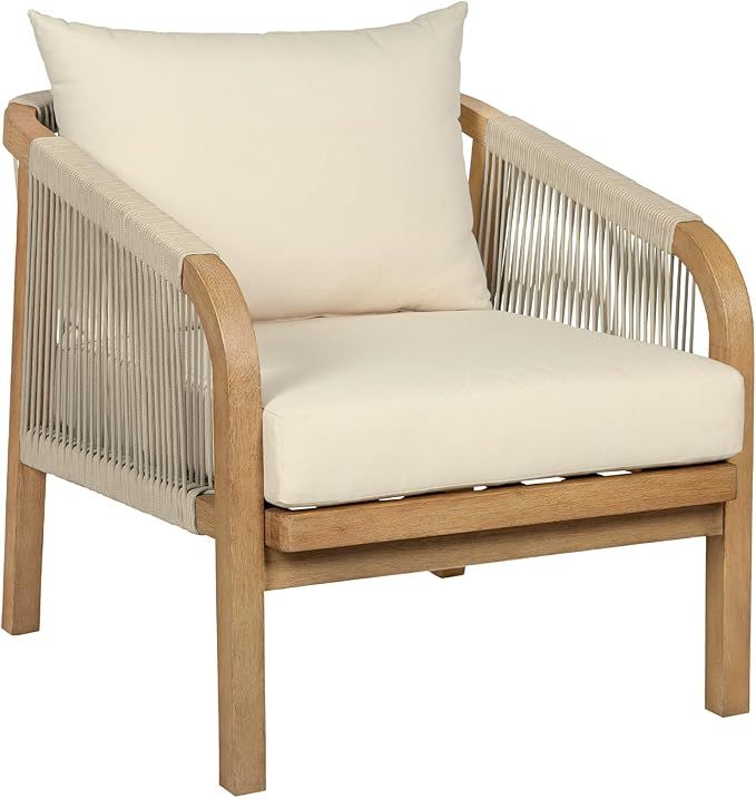 Armen Living Cypress Modern Outdoor Patio Lounge Chair, Ivory | Amazon (US)