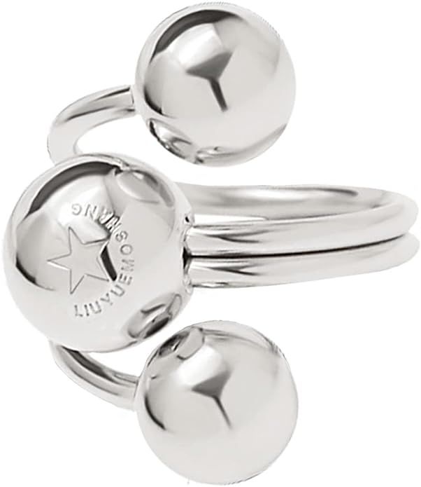 Fashion Ball Statement Ring for Women Girls Stainless Steel Layered 3 Round Balls Open Wrap Finge... | Amazon (US)