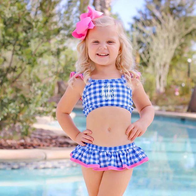 Royal Blue Check Two Piece Swimsuit | Classic Whimsy