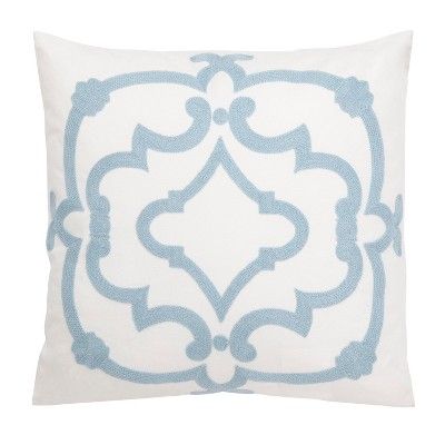 Daciana Pillow - White/Blue - 18" x 18" - Safavieh | Target