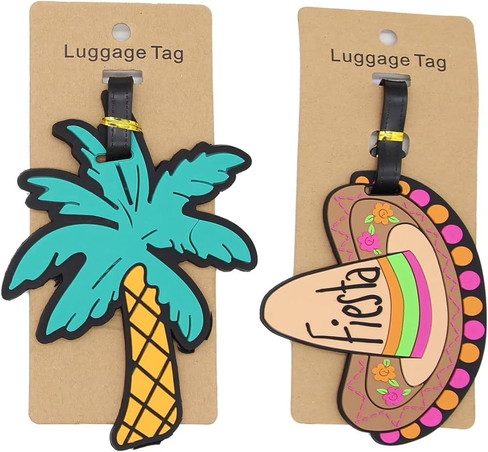 Cute Beach Travel Luggage Tags for Suitcase 2pcs Stainless Steel Loop with ID Card | Amazon (US)