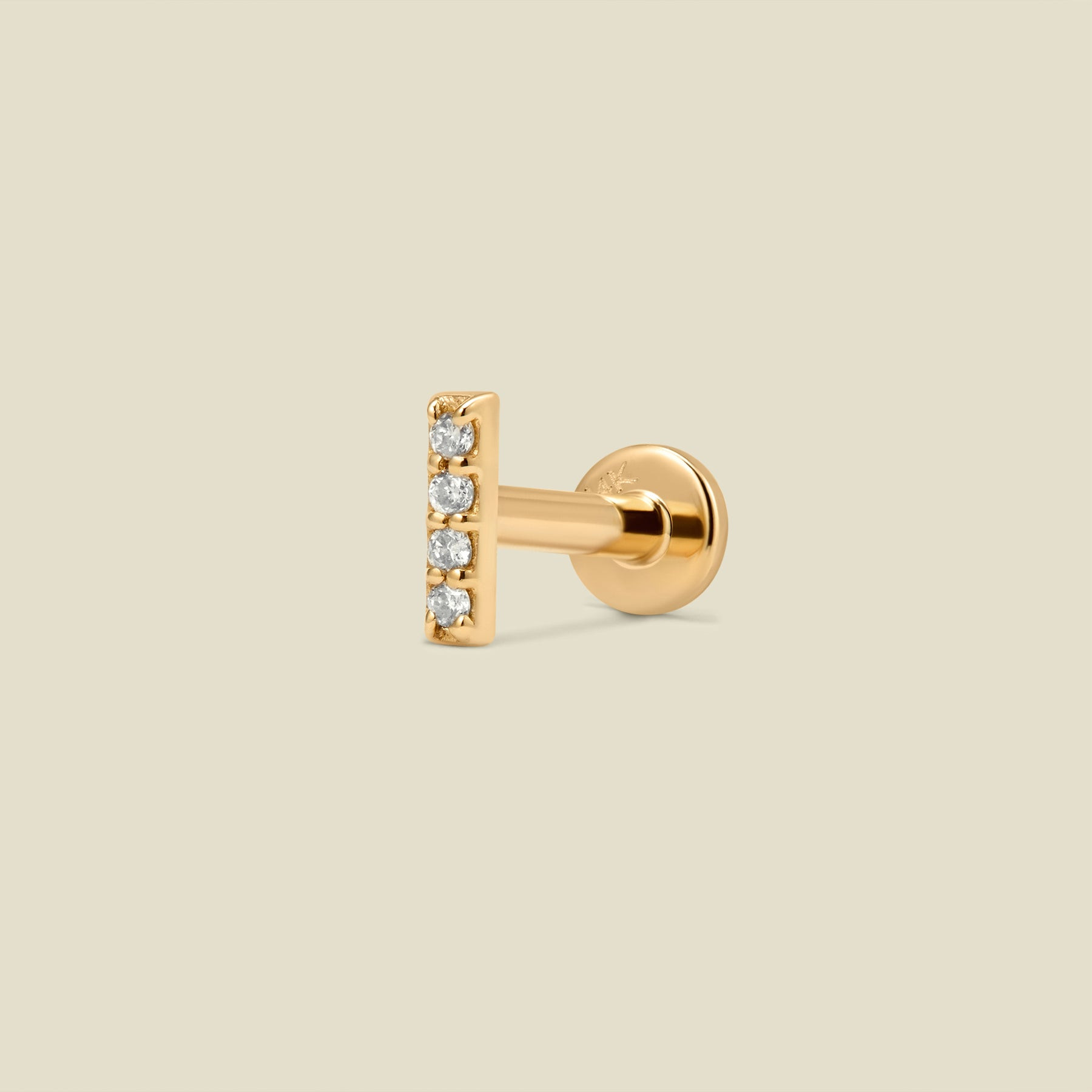 14k Diamond Flat Back Bar Stud Earring  | Made By Mary | Made By Mary | Made By Mary