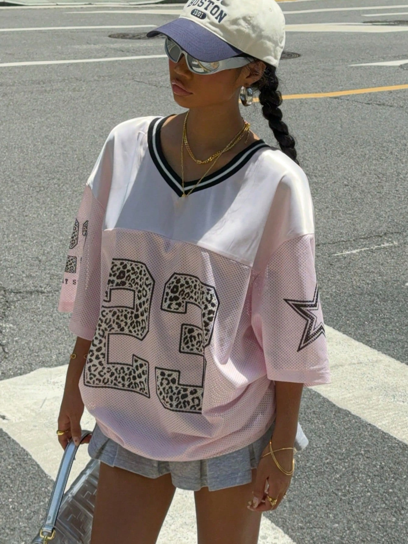 SHEIN EZwear Pink Mesh Women Printed T-Shirt | SHEIN