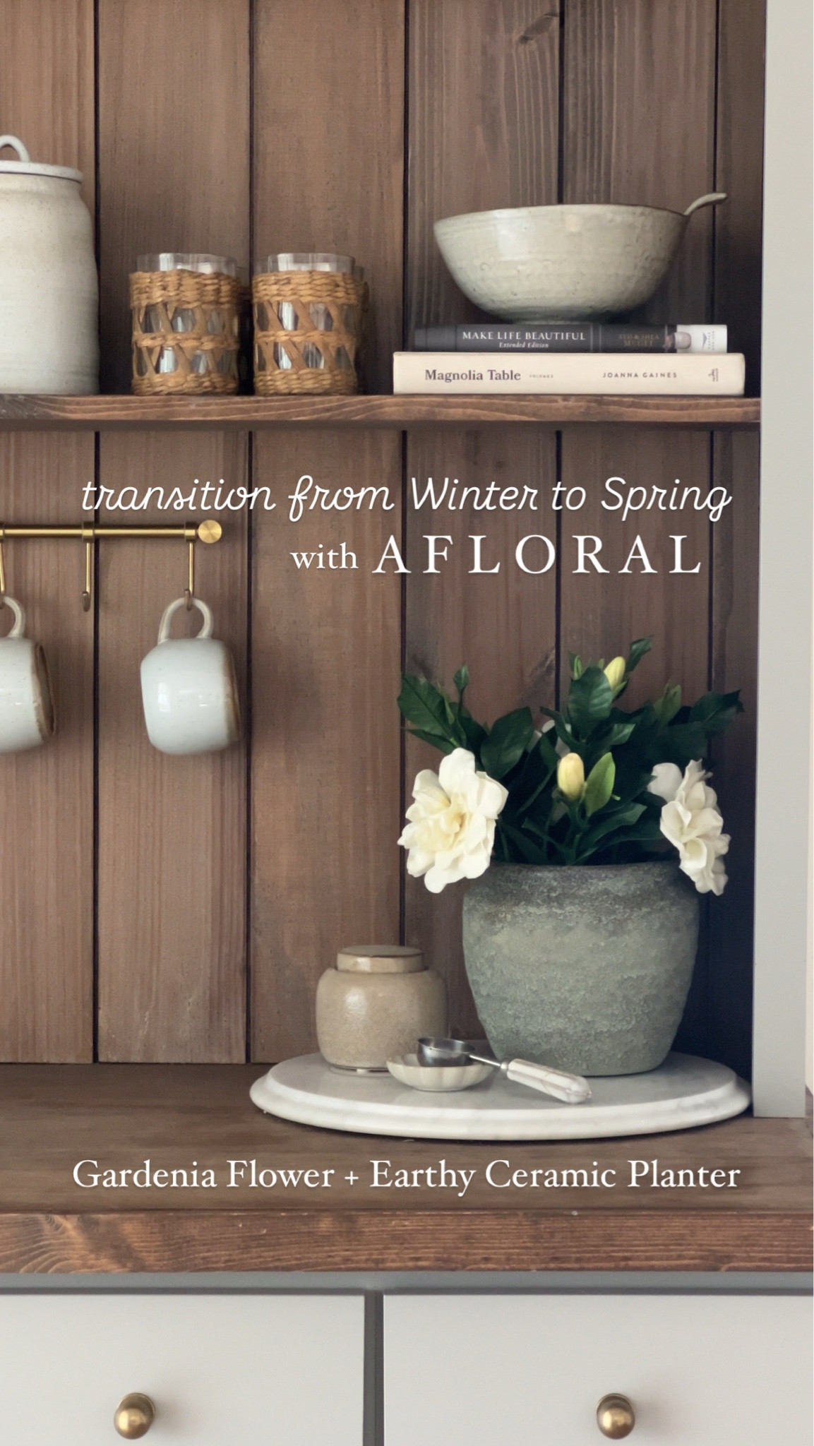 Afloral | home decor | spring florals | winter florals | gardenia stems | faux stems | kitchen decor | winter whites | vase | planter 

Use code CREATOR for 10% off $75+
I used one Gardenia Flower Stem and the Earthy Ceramic Planter 

#LTKHome #LTKSeasonal #LTKFindsUnder50