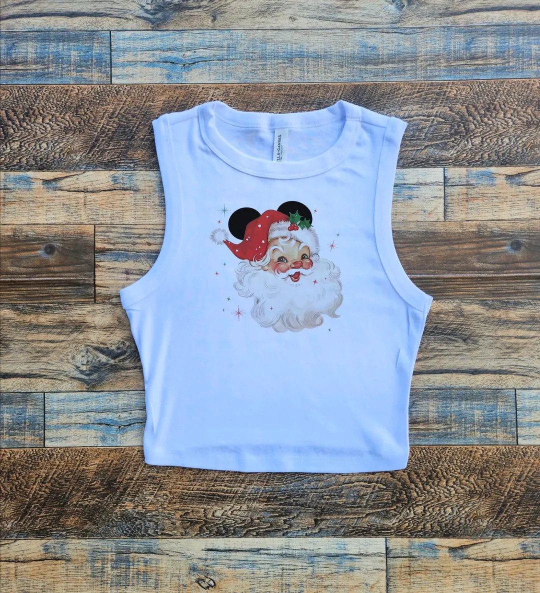 Disney Santa Ears Baby Tee, Christmas Crop Mickey, Disneyland Crop Tank, Xmas Lights, Disney Chri... | Etsy (US)