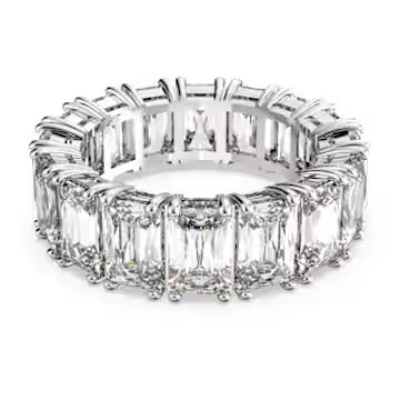 Vittore ring, Rectangular cut, White, Rhodium plated by SWAROVSKI | SWAROVSKI