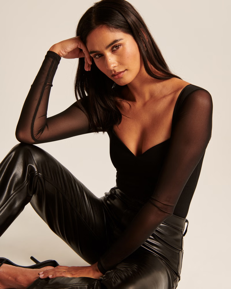 Women's Long-Sleeve Sweetheart Corset Bodysuit | Women's Tops | Abercrombie.com | Abercrombie & Fitch (US)