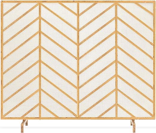 Best Choice Products 38x31in Single Panel Handcrafted Wrought Iron Mesh Chevron Fireplace Screen,... | Amazon (US)