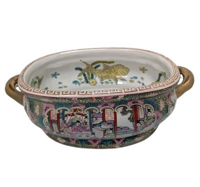 Chinese Famille Rose Medallion Porcelain Foot Bath Planter Basin Goldfish Vtg | eBay | eBay US