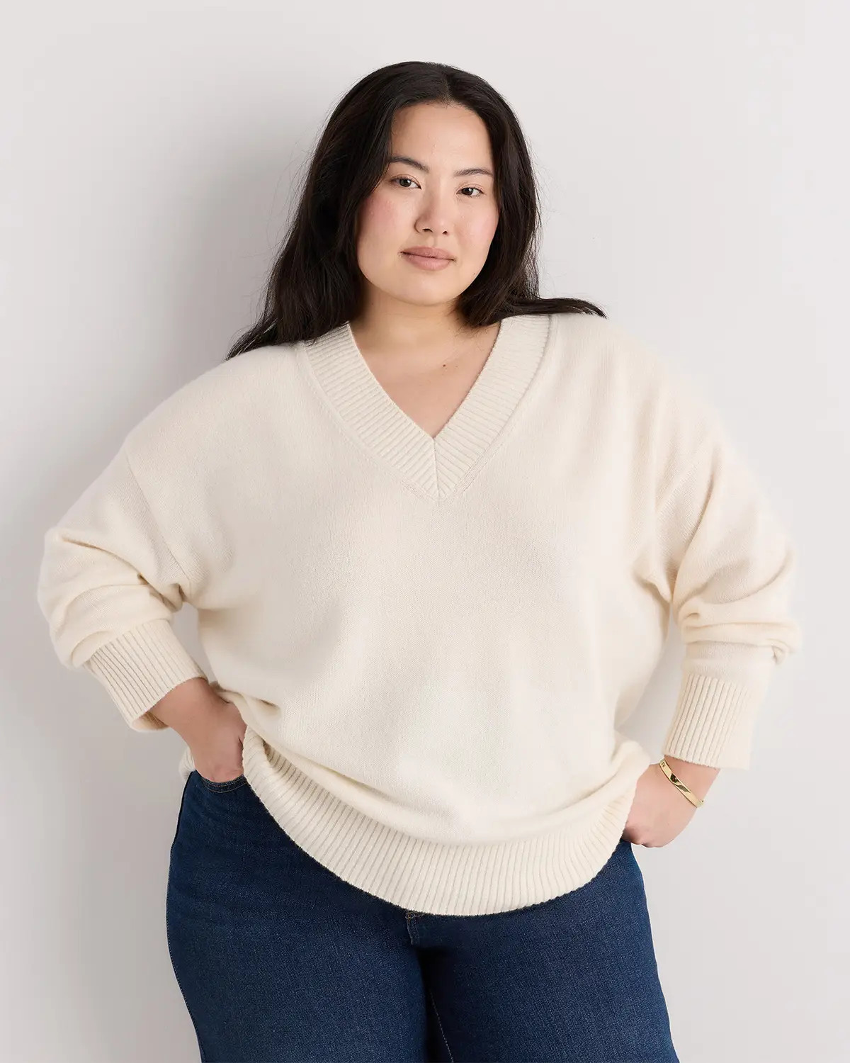 Mongolian Cashmere Oversized V-Neck Sweater | Quince