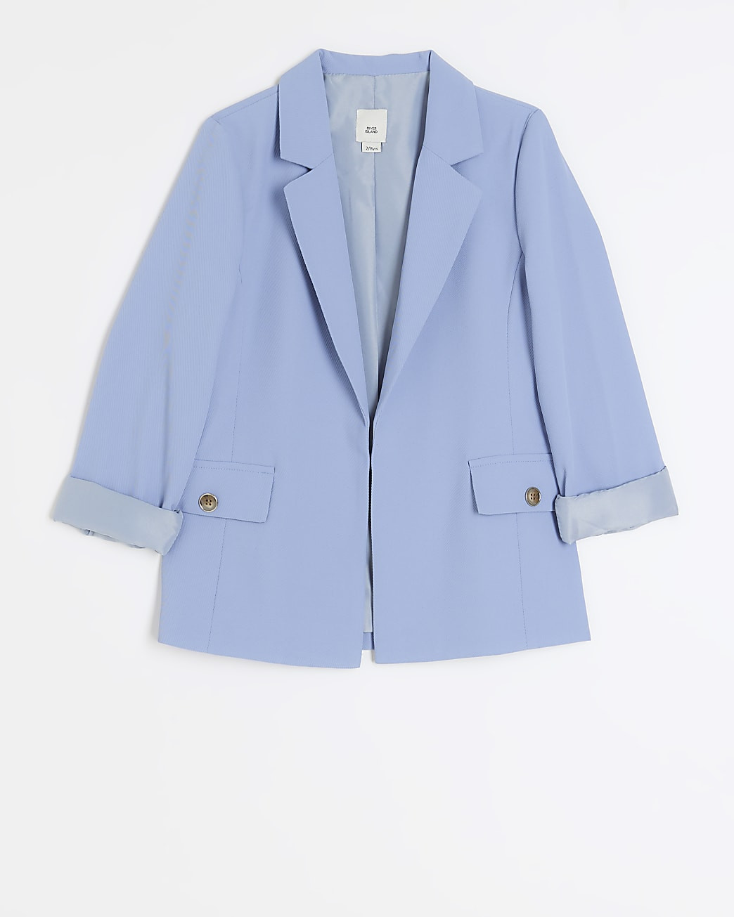 Girls blue rolled sleeve blazer | River Island (UK & IE)