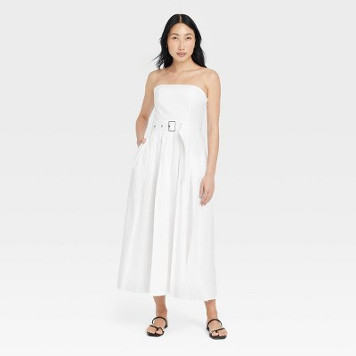 Women's Belted Midi Bandeau Dress - A New Day™ White 26 | Target
