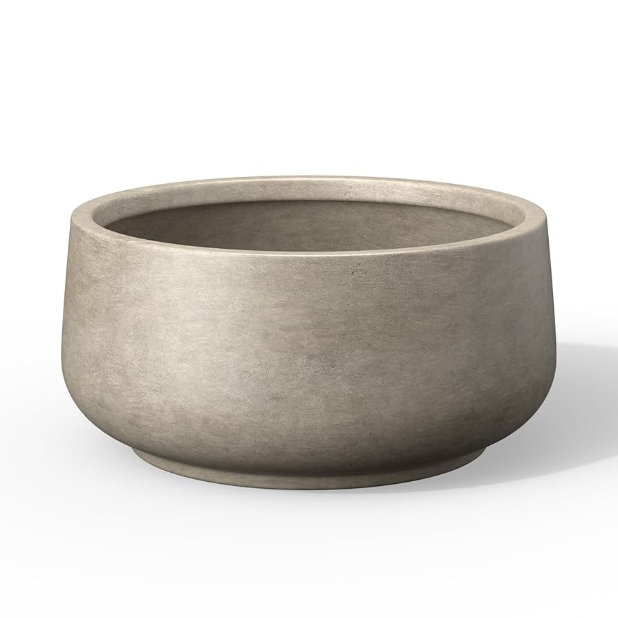Kante 13.4" Dia Round Curvy Concrete Planter, Large Plant Pots with Drainage Hole and Rubber Plug... | Amazon (US)