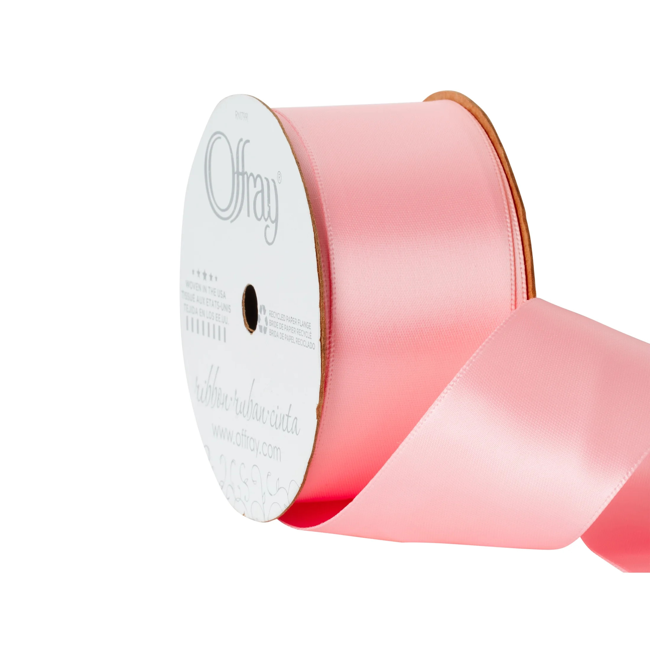 Offray Ribbon, Pink 1 1/2 inch Double Face Satin Polyester Ribbon, 12 feet | Walmart (US)