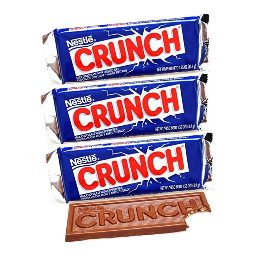 Crunch Bar - Pack of 3 - Milk Chocolate With Crispy Rice - 1.55 oz. Full Size | Amazon (US)