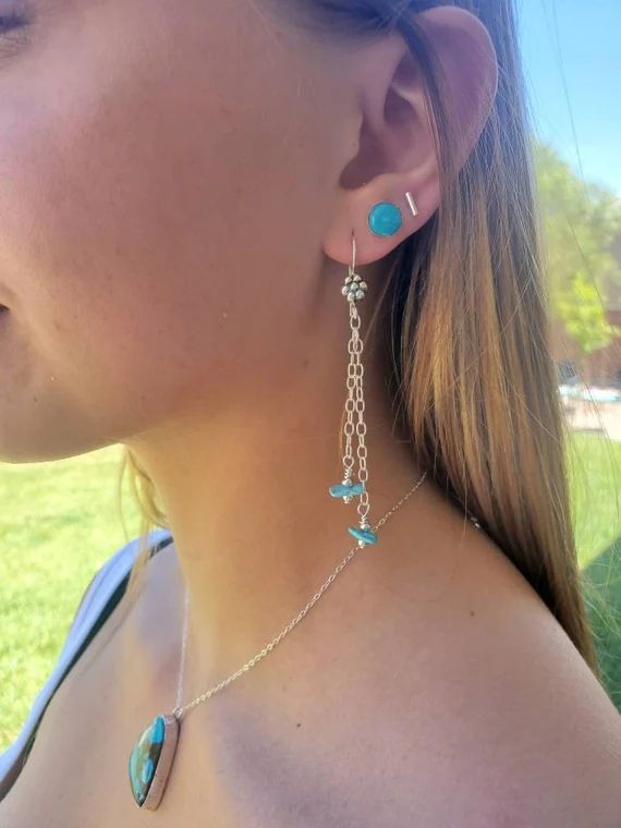 Turquoise and Sterling Silver dangle earrings | Etsy | Etsy (US)