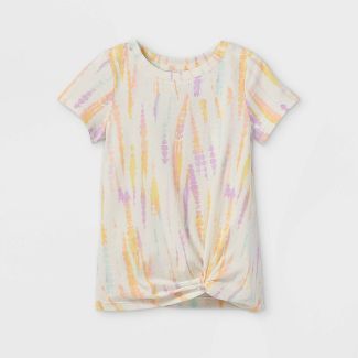 Toddler Girls' Tie-Dye Twist-Front Short Sleeve T-Shirt - Cat & Jack™ Cream | Target