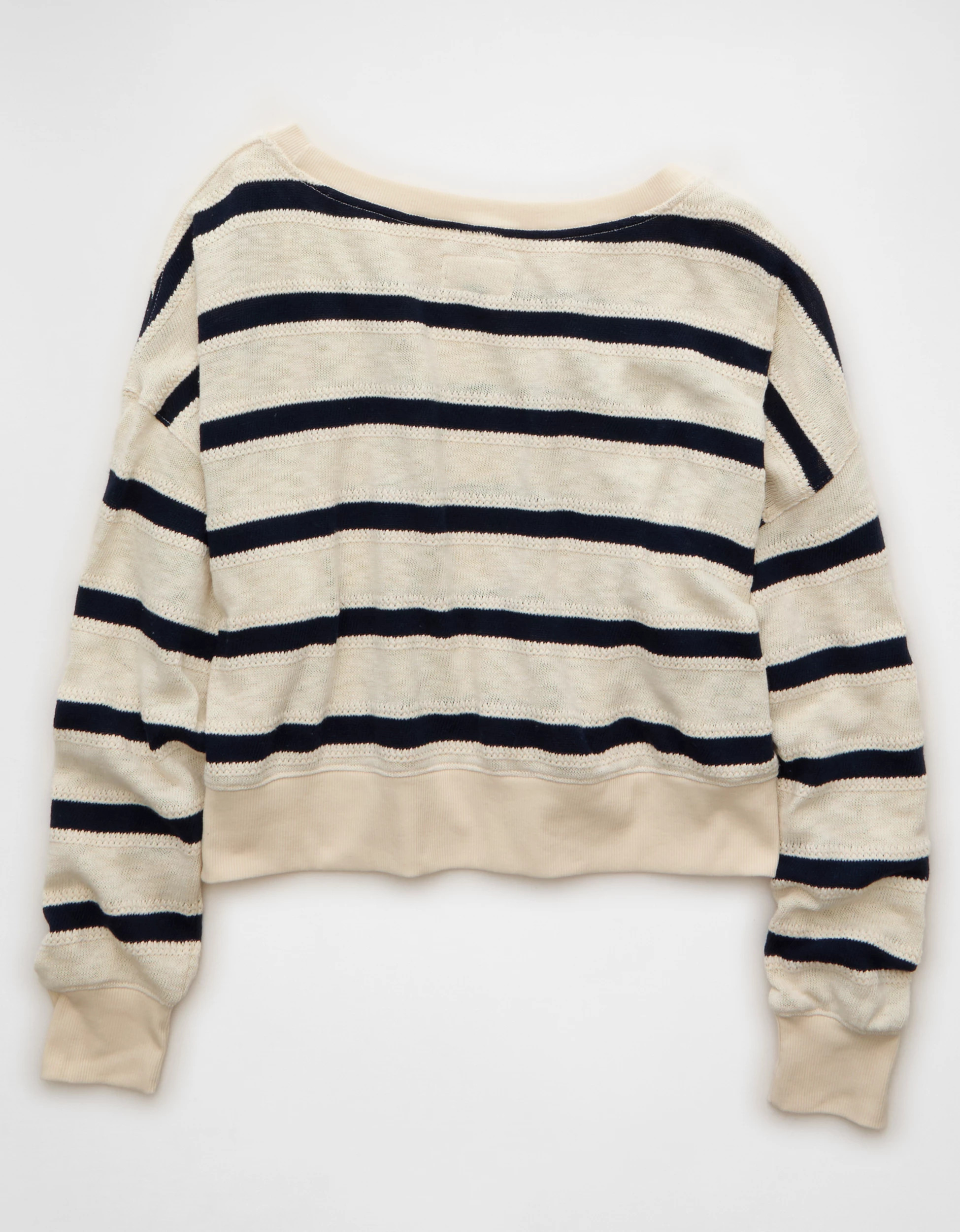 AE Striped Off-the-Shoulder Sweatshirt | American Eagle Outfitters (US & CA)