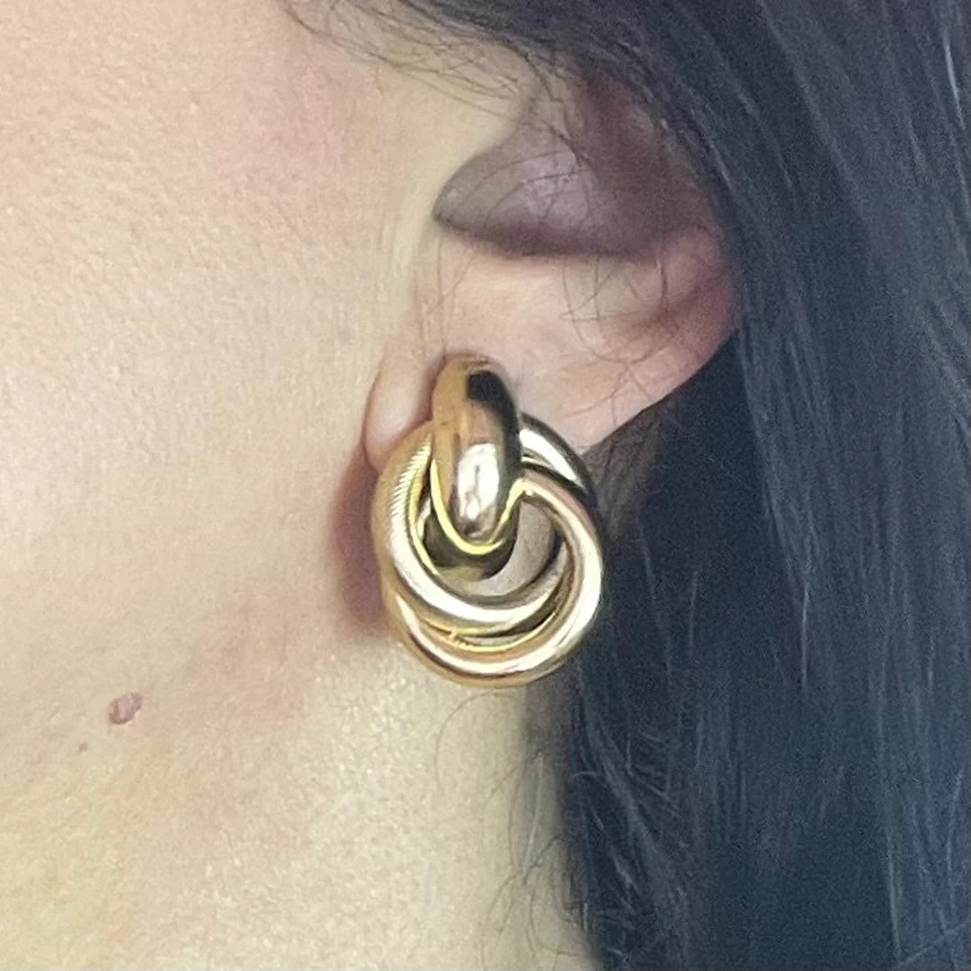 Vintage Earrings Oscar De La Renta Antique Gold Tone Pierced - Etsy | Etsy (US)