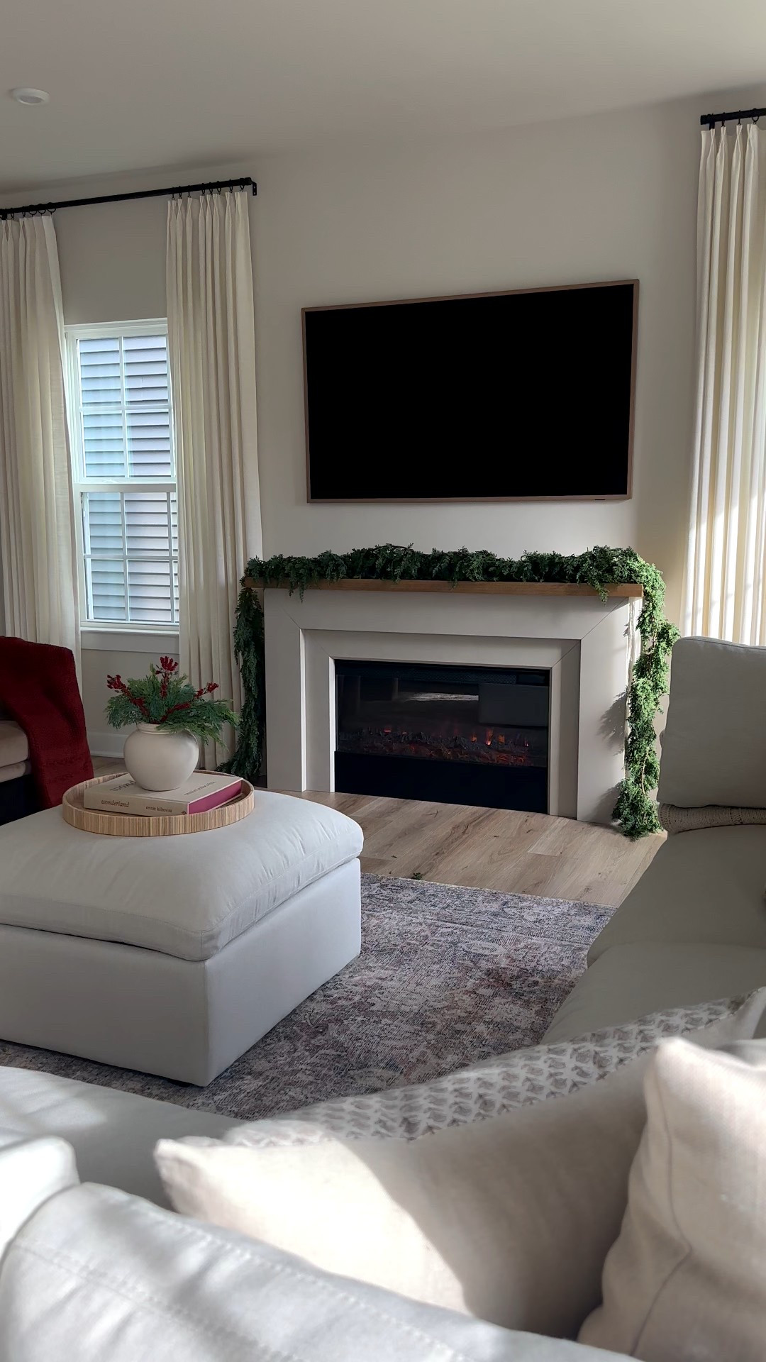 This electric fireplace fits so perfectly in our living room. Love the sleek and contemporary design. It’s beautiful neutral gray tone and love the wood mantle top. 
#fireplace #electricfireplace #livingroom

#LTKHome #LTKHoliday #LTKSeasonal