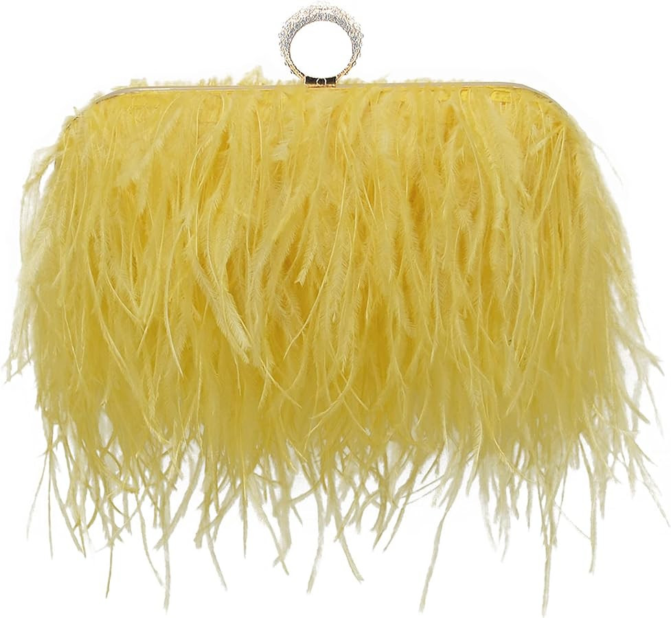 Miuco Women Feather Clutch Purse Shoulder Crossbody Bag Evening Handbags | Amazon (US)