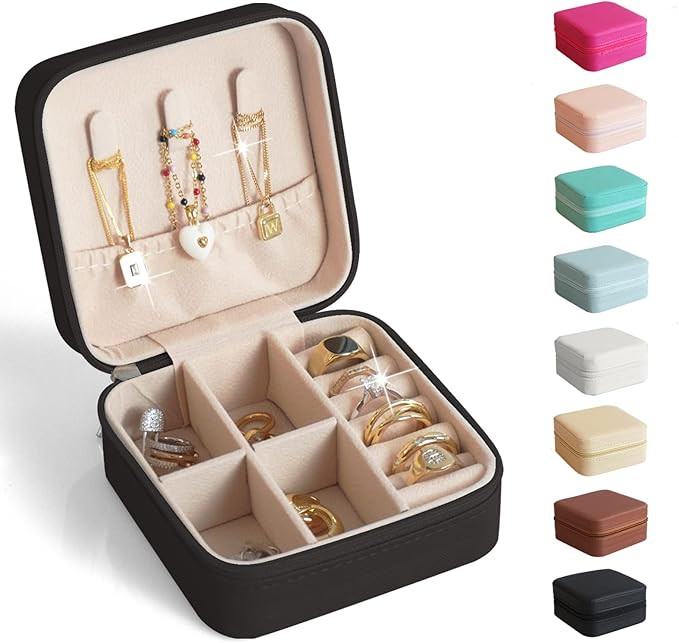 Travel Jewelry Case, Portable Mini Jewelry Travel Organizer, Small Jewelry Boxes for Women, Bride... | Amazon (US)