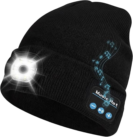 Bluetooth Beanie Hat with Light, Headlamp Cap with Headphones and Built-in Speaker Mic, Gifts for... | Amazon (US)