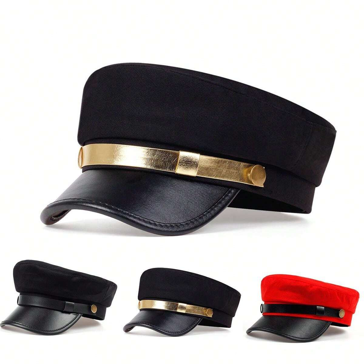 CHICVUE 1pc Women Navy Style Beret Hat, Fashionable Casual Flat Top Cap Suitable For Spring Autum... | SHEIN