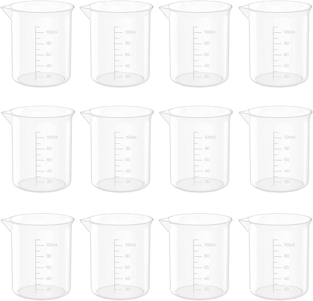 12 Pcs 3.4 Oz Transparent Lab Measuring Cup, 100ml Plastic Beaker Cups, for Science Experiment, L... | Amazon (US)