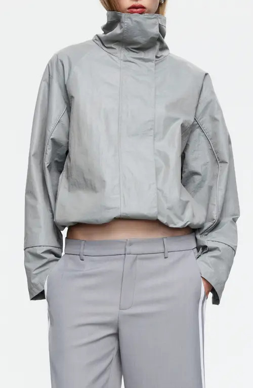 LIONESS Shoreline Windbreaker Jacket in Silver at Nordstrom, Size Large | Nordstrom