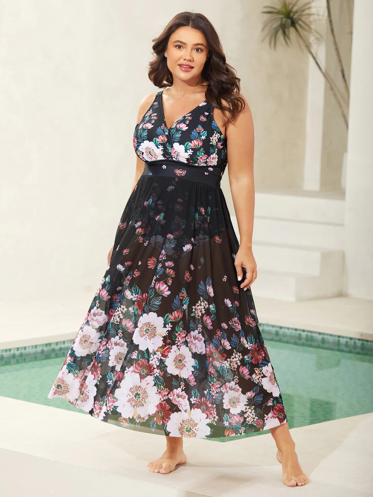 Two-Piece Floral Print Sarong, Swimsuit | Bloomchic