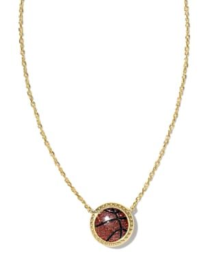 Basketball Gold Short Pendant Necklace in Orange Goldstone | Kendra Scott | Kendra Scott