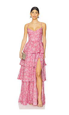 V. Chapman Caterina Dress in Pink Peony Print from Revolve.com | Revolve Clothing (Global)