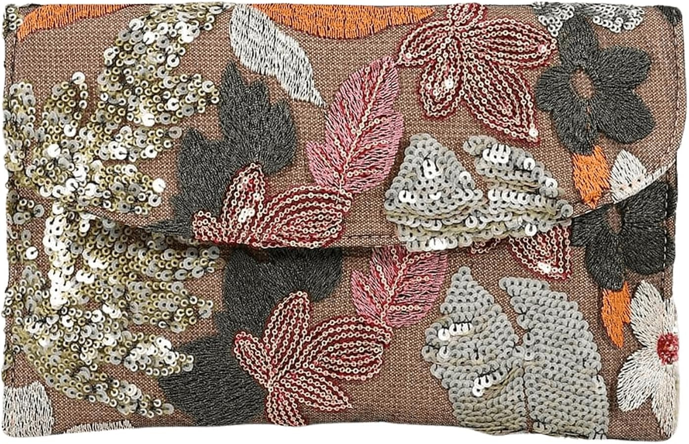Verdusa Women's Floral Embroidery Sequin Evening Beaded Clutch Bags Party Purses | Amazon (US)