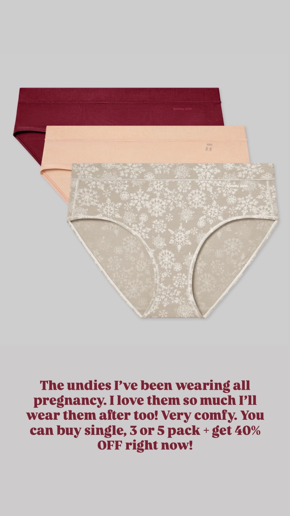 I love these briefs from Tommy John! They come individually or in 3 and 5 packs! They have cute holiday prints too! Use LOVERLY40 for 40% off today only! 

Loverly Grey, Tommy John, underwear, panties, stocking stuffer 

#LTKGiftGuide #LTKHoliday