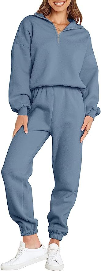 Prinbara Womens Half Zip Pullover Long Sleeve Sweatshirt Jogger Pants Lounge Sets 2 Piece Outfits... | Amazon (US)