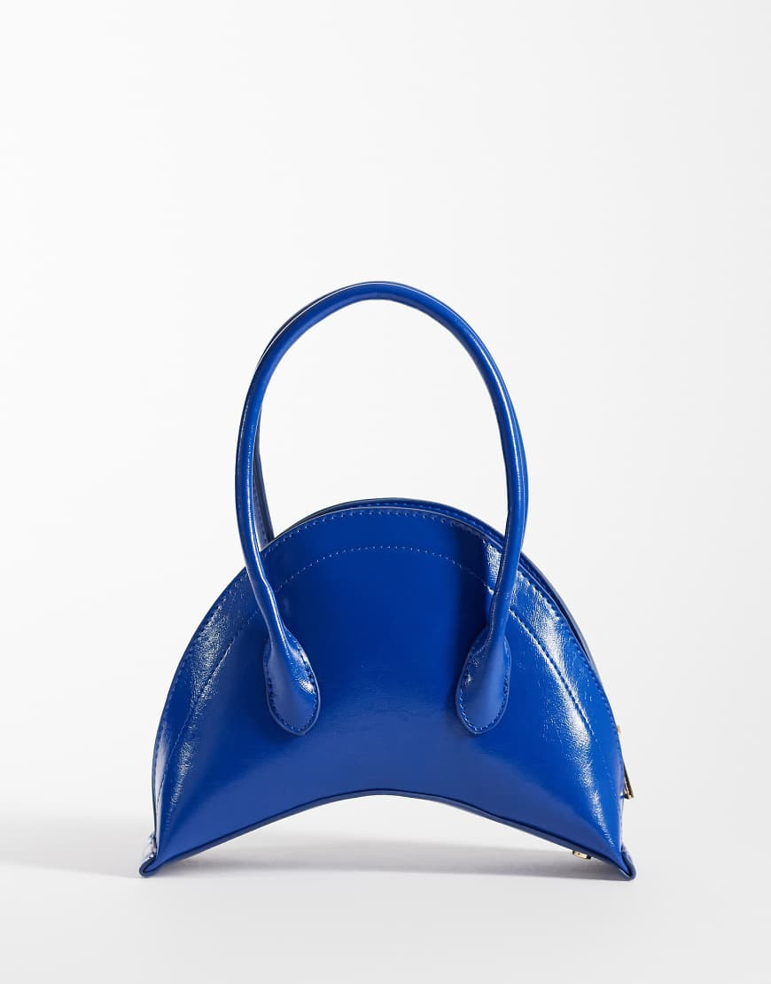 ASOS DESIGN structured mini croissant clutch bag in cobalt blue | ASOS (Global)