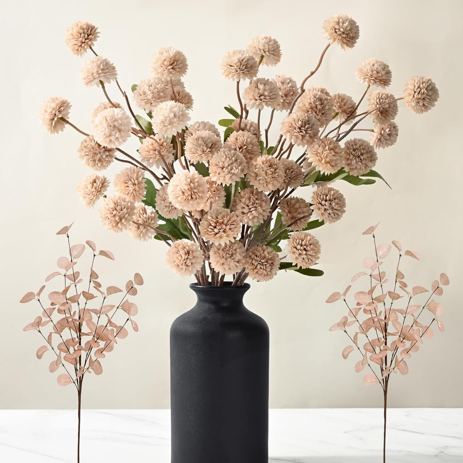 Waipfaru 10pcs Fake Silk Pompon Mum Artificial Flowers, Bulk Faux Mini Chrysanthemums with 2pcs E... | Amazon (US)