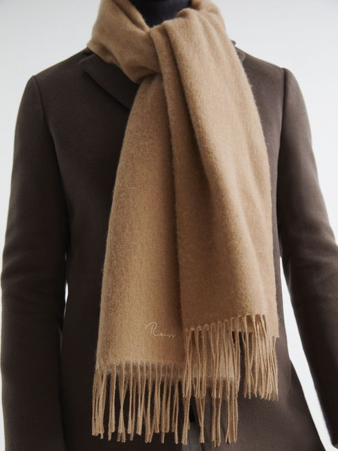 Reiss Camel Picton Cashmere Blend Scarf | Reiss UK