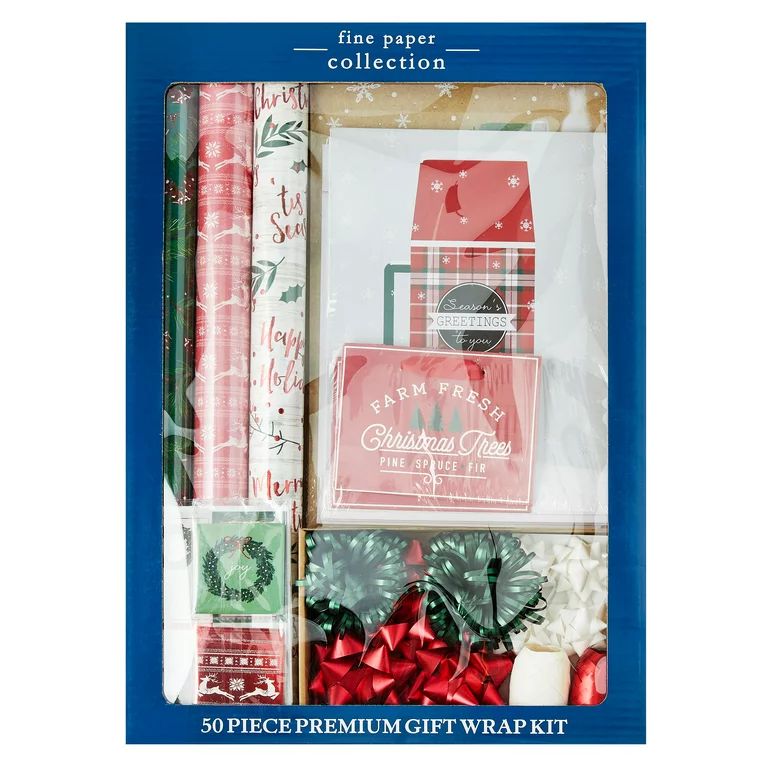 Holiday Time Premium Specialty Paper Gift Wrap Kit, 50 Pieces - Walmart.com | Walmart (US)