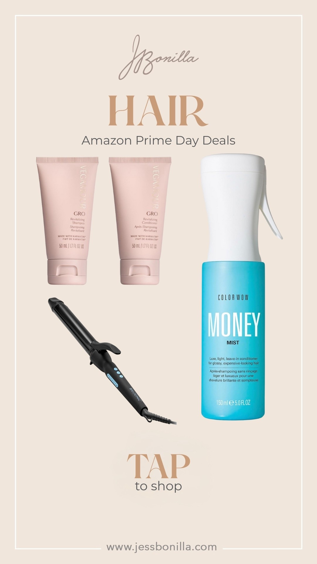 💁🏻‍♀️ Prime Day Hair Favorites Are Here 💁🏻‍♀️
These are my ride-or-die hair heroes. I use them behind the chair, on set, and at home—because healthy, glossy hair starts with the right products.

🫧 Growth-boosting shampoo + conditioner
✨ Luxe leave-in that makes your hair feel like money
🔥 My go-to curling wand for bridal + everyday glam

Tap to shop while these deals last.

#HairCareRoutine #AmazonHairFinds #LTKHair #PrimeDayBeauty #ViralHairProducts #ColorWow #Vegamour #JessBonillaBeauty

#LTKBeauty #LTKSaleAlert #LTKSeasonal