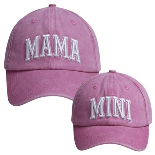 2Pcs Mama and Mini Matching Baseball Cap for Mother Baby Duaghter Son, 3D Embroidered Adjustable Washed Parent-Child Hat | Amazon (US)
