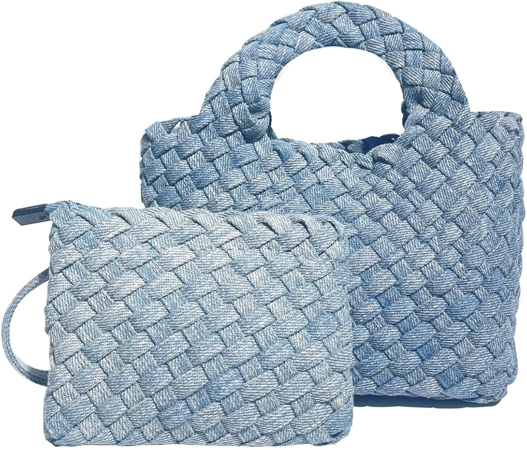 Handmade Woven Bags for Women with Coin Purse Fashion Handbag Female Shoulder Bags Foldable Chain... | Amazon (US)