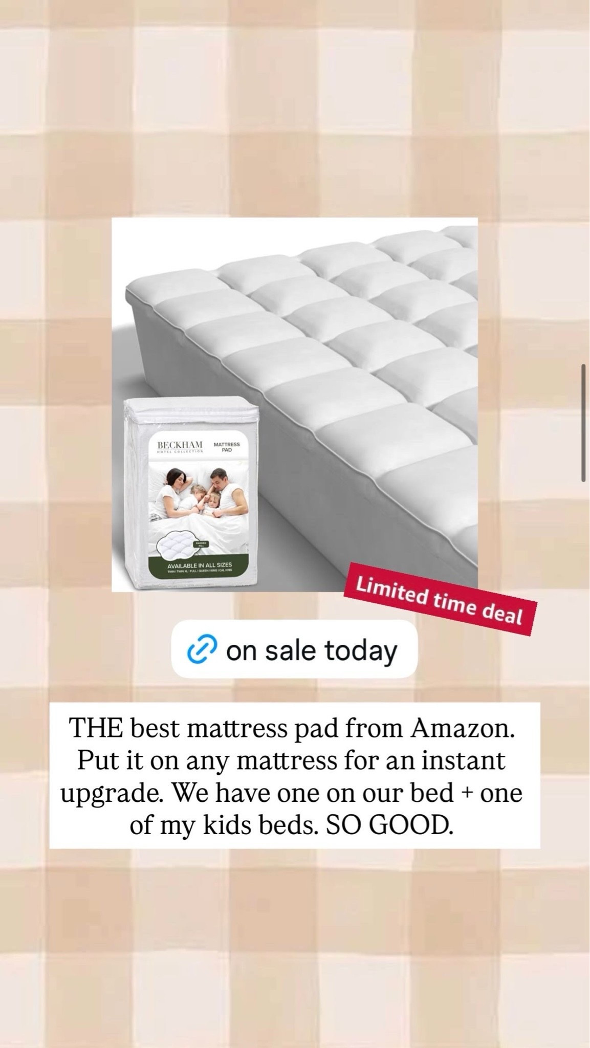 Great sale happening on this mattress topper today. 

Sarah Joy, Amazon finds, Labor Day sale

#LTKSaleAlert #LTKHome