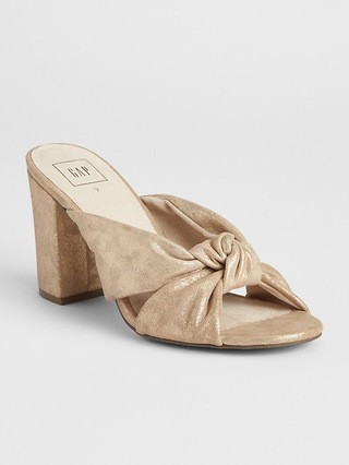 Gap Womens Knotted Strap Block Heel Mules Metallic Size 10 | Gap US