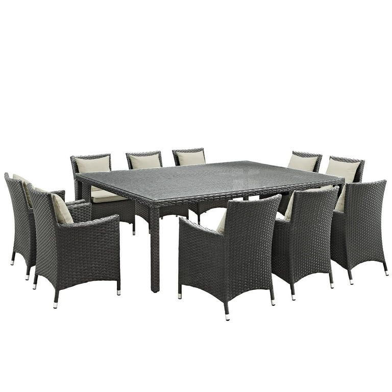 Modern Contemporary Urban Design Outdoor Patio Balcony Eleven PCS Dining Chairs and Table Set, Be... | Walmart (US)